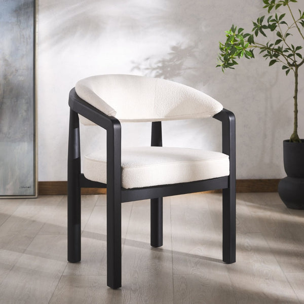 Safavieh PEGGY Boucle Dining Chair - Elegant Ivory & Black Upholstered Comfort for Modern Dining Rooms SFV6104A