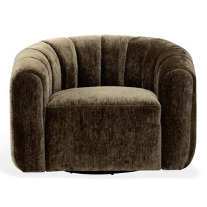 Safavieh Demetri Chenille Swivel Accent Chair Foam Padded Seat for Living Room Comfort Brown SFV6108B