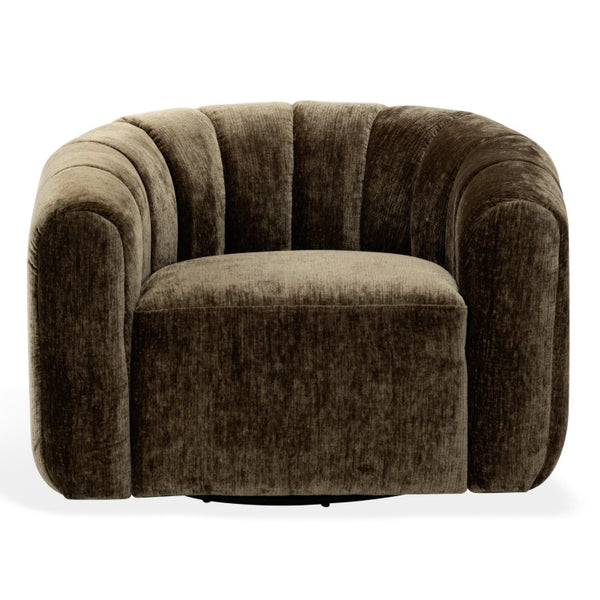 Safavieh Demetri Chenille Swivel Accent Chair Foam Padded Seat for Living Room Comfort Brown SFV6108B