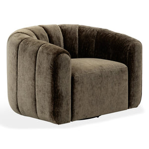 Safavieh Demetri Chenille Swivel Accent Chair Foam Padded Seat for Living Room Comfort Brown SFV6108B
