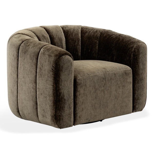 Safavieh Demetri Chenille Swivel Accent Chair Foam Padded Seat for Living Room Comfort Brown SFV6108B
