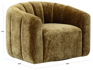 Safavieh Demetri Chenille Swivel Accent Chair Foam Padded Seat for Living Room Comfort Gold SFV6108C