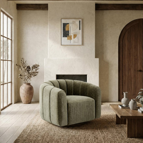 Safavieh Demetri Chenille Swivel Accent Chair Foam Padded Seat for Living Room Comfort Green SFV6108D