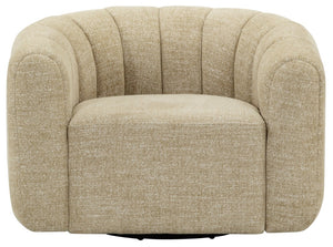 Safavieh Demetri Chenille Swivel Accent Chair Foam Padded Seat for Living Room Comfort Light Brown SFV6108E