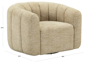 Safavieh Demetri Chenille Swivel Accent Chair Foam Padded Seat for Living Room Comfort Light Brown SFV6108E