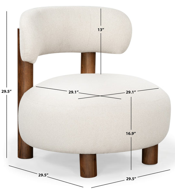 Safavieh Eduardo Boucle Accent Chair Tan / Walnut SFV6109B