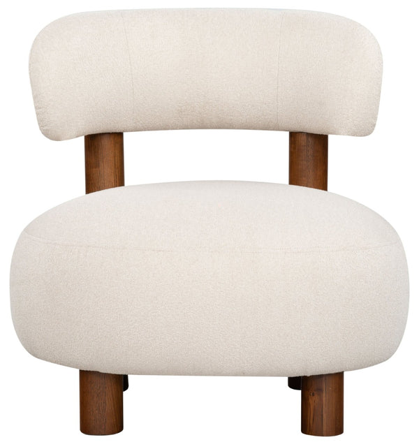 Safavieh EDUARDO Boucle Accent Chair – Cozy Upholstered Design with Supportive Foam Seat for Any Space Tan / Walnut SFV6109B
