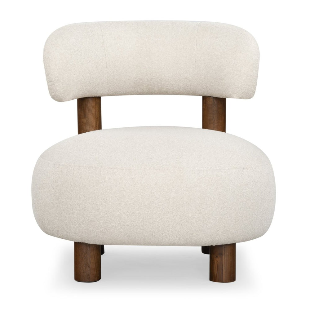 Safavieh EDUARDO Boucle Accent Chair – Cozy Upholstered Design with Supportive Foam Seat for Any Space Tan / Walnut SFV6109B