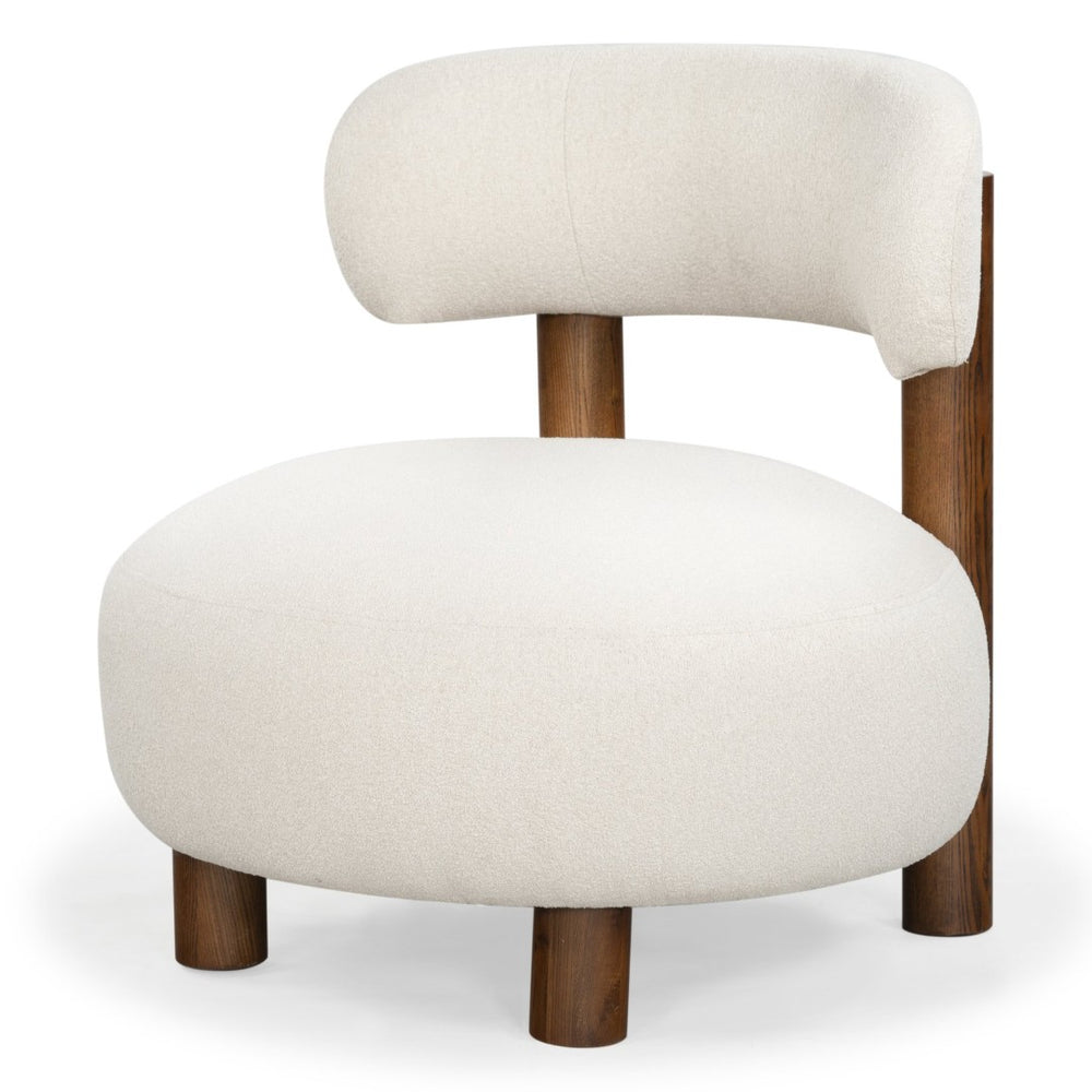Safavieh EDUARDO Boucle Accent Chair – Cozy Upholstered Design with Supportive Foam Seat for Any Space Tan / Walnut SFV6109B