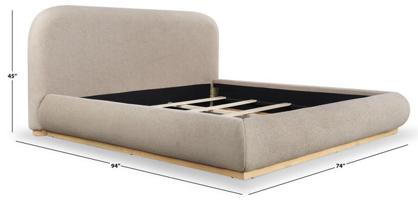 Safavieh Jennabryanna Boucle Queen Bed Light Brown / Natural SFV6111B-Q-2BX