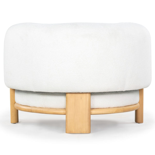Safavieh Oscar Boucle Accent Chair Ivory ,Natural Wood ,Foam ,Fabric, Ashwood ,Plywood Sfv6113A
