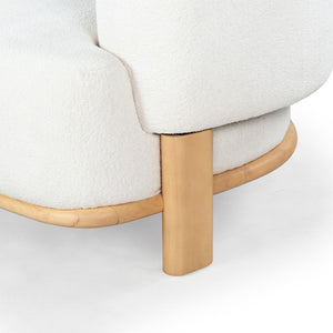 Safavieh Oscar Boucle Accent Chair Ivory ,Natural Wood ,Foam ,Fabric, Ashwood ,Plywood Sfv6113A