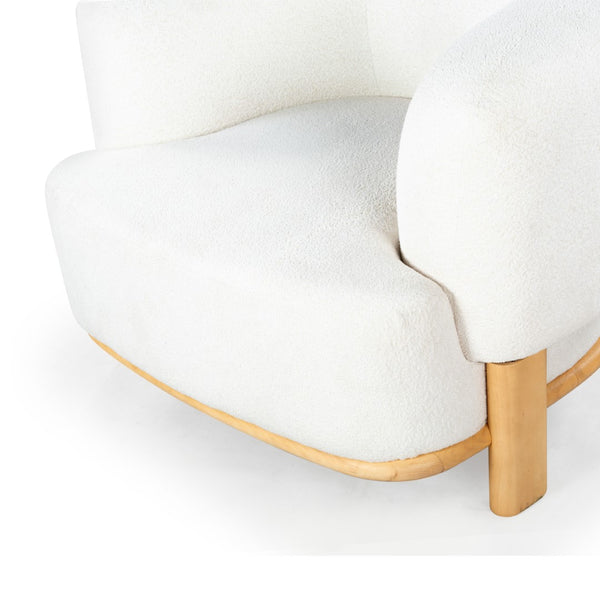 Safavieh Oscar Boucle Accent Chair Ivory ,Natural Wood ,Foam ,Fabric, Ashwood ,Plywood Sfv6113A