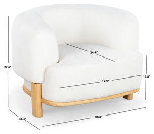 Safavieh Oscar Boucle Accent Chair Ivory ,Natural Wood ,Foam ,Fabric, Ashwood ,Plywood Sfv6113A