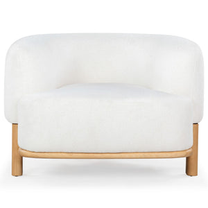 Safavieh Oscar Boucle Accent Chair Ivory ,Natural Wood ,Foam ,Fabric, Ashwood ,Plywood Sfv6113A