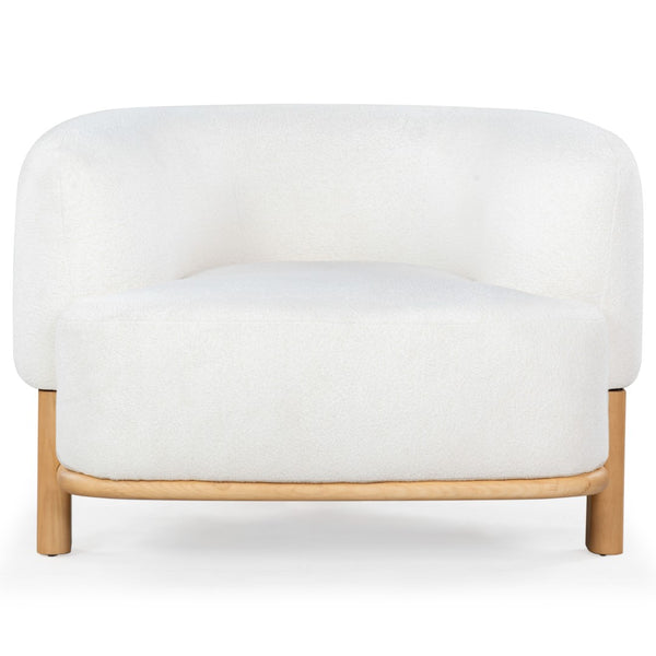 Safavieh Oscar Boucle Accent Chair Ivory ,Natural Wood ,Foam ,Fabric, Ashwood ,Plywood Sfv6113A