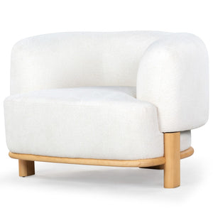 Safavieh Oscar Boucle Accent Chair Ivory ,Natural Wood ,Foam ,Fabric, Ashwood ,Plywood Sfv6113A