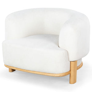 Safavieh Oscar Boucle Accent Chair Ivory ,Natural Wood ,Foam ,Fabric, Ashwood ,Plywood Sfv6113A