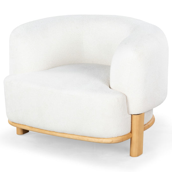 Safavieh Oscar Boucle Accent Chair Ivory ,Natural Wood ,Foam ,Fabric, Ashwood ,Plywood Sfv6113A