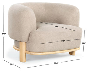 Safavieh Oscar Boucle Accent Chair Light Brown ,Natural Wood ,Foam ,Fabric, Ashwood ,Plywood Sfv6113B