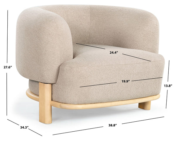 Safavieh Oscar Boucle Accent Chair Light Brown ,Natural Wood ,Foam ,Fabric, Ashwood ,Plywood Sfv6113B