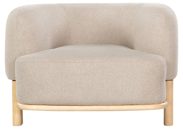 Safavieh Oscar Boucle Accent Chair Light Brown ,Natural Wood ,Foam ,Fabric, Ashwood ,Plywood Sfv6113B
