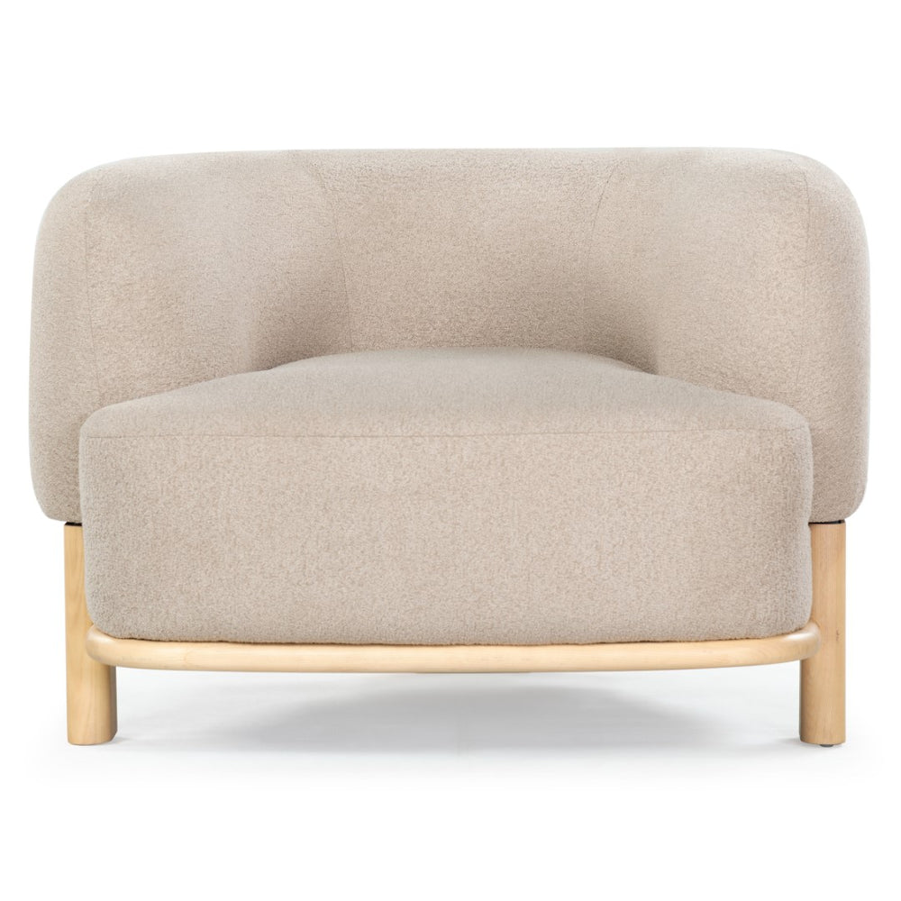 Safavieh Oscar Boucle Accent Chair Light Brown ,Natural Wood ,Foam ,Fabric, Ashwood ,Plywood Sfv6113B