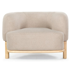 Safavieh Oscar Boucle Accent Chair Light Brown ,Natural Wood ,Foam ,Fabric, Ashwood ,Plywood Sfv6113B