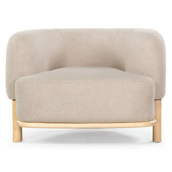 Safavieh Oscar Boucle Accent Chair Light Brown ,Natural Wood ,Foam ,Fabric, Ashwood ,Plywood Sfv6113B
