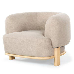 Safavieh Oscar Boucle Accent Chair Light Brown ,Natural Wood ,Foam ,Fabric, Ashwood ,Plywood Sfv6113B
