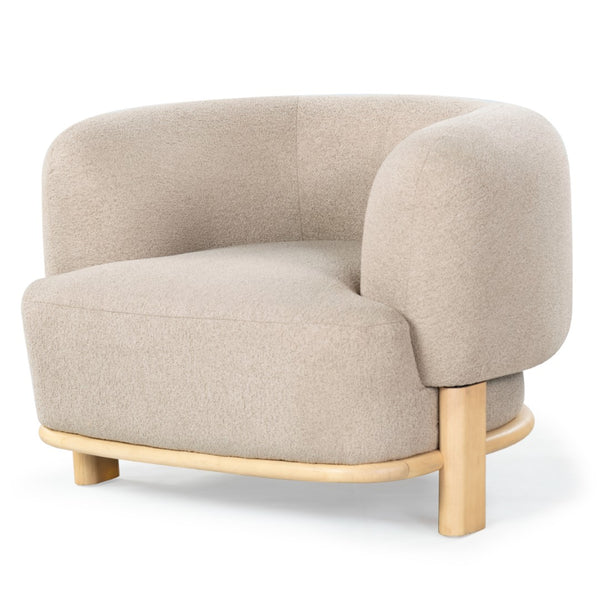 Safavieh Oscar Boucle Accent Chair Light Brown ,Natural Wood ,Foam ,Fabric, Ashwood ,Plywood Sfv6113B