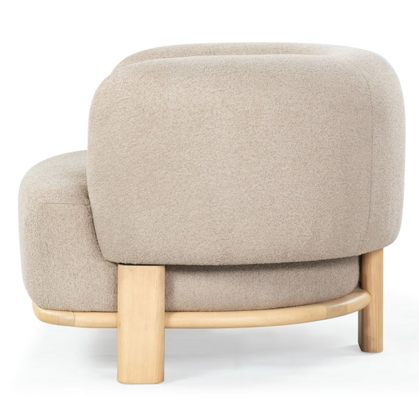 Safavieh Oscar Boucle Accent Chair Light Brown ,Natural Wood ,Foam ,Fabric, Ashwood ,Plywood Sfv6113B