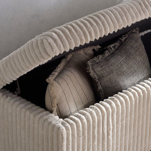 Safavieh LYNZIE Plush Corduroy Storage Bench - Stylish Seating with Hidden Storage for Modern Homes and Décor Ivory SFV6114A