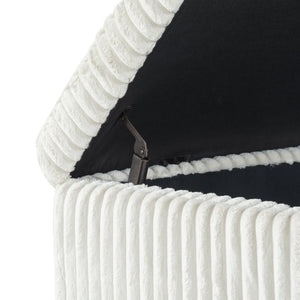 Safavieh LYNZIE Plush Corduroy Storage Bench - Stylish Seating with Hidden Storage for Modern Homes and Décor Ivory SFV6114A