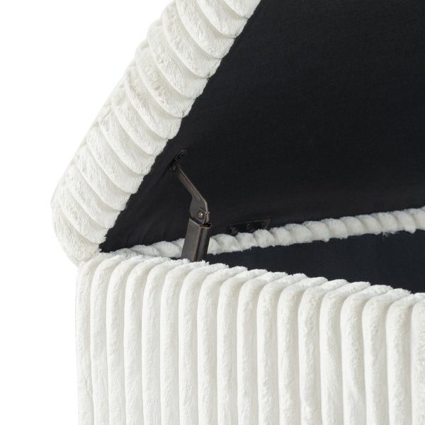 Safavieh LYNZIE Plush Corduroy Storage Bench - Stylish Seating with Hidden Storage for Modern Homes and Décor Ivory SFV6114A