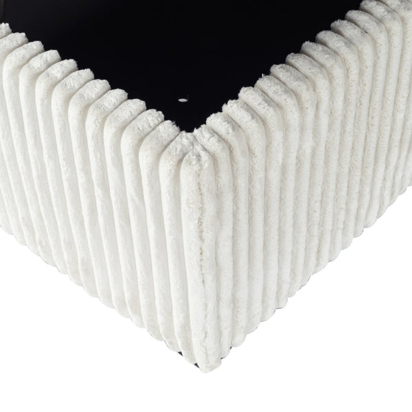 Safavieh LYNZIE Plush Corduroy Storage Bench - Stylish Seating with Hidden Storage for Modern Homes and Décor Ivory SFV6114A
