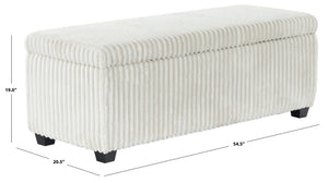 Safavieh LYNZIE Plush Corduroy Storage Bench - Stylish Seating with Hidden Storage for Modern Homes and Décor Ivory SFV6114A