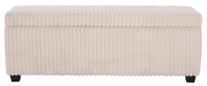 Safavieh Lynzie Elegant Channel Tufted Storage Bench - Soft Fabric, Stylish Design For Modern Living Spaces Ivory Wood ,Metal ,Foam ,Fabric Sfv6114a