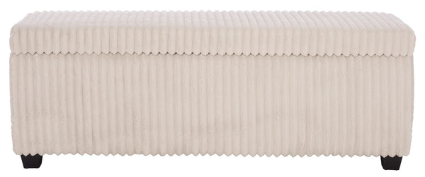 Safavieh Lynzie Elegant Channel Tufted Storage Bench - Soft Fabric, Stylish Design For Modern Living Spaces Ivory Wood ,Metal ,Foam ,Fabric Sfv6114a