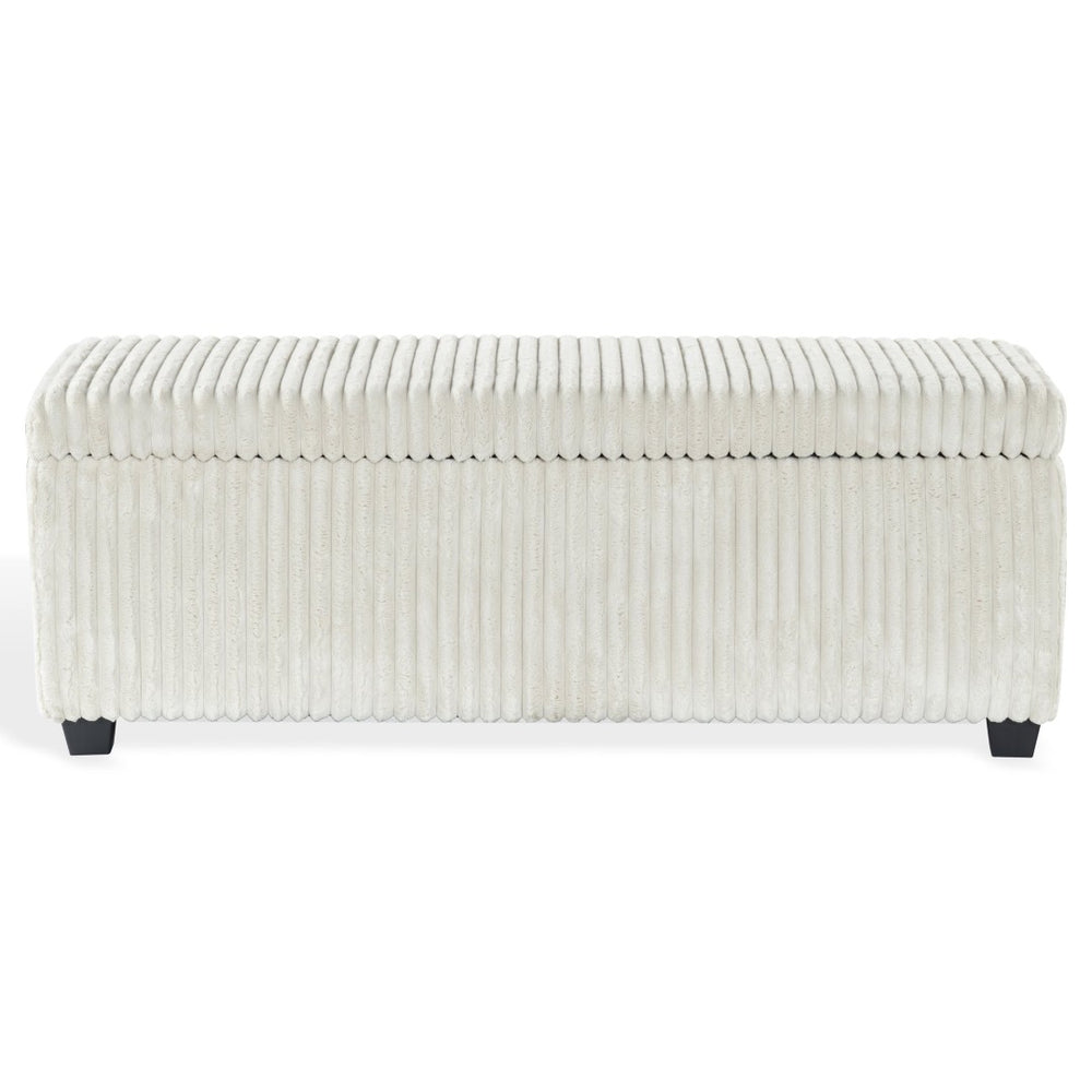 Safavieh LYNZIE Plush Corduroy Storage Bench - Stylish Seating with Hidden Storage for Modern Homes and Décor Ivory SFV6114A