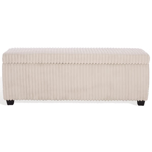 Safavieh Lynzie Elegant Channel Tufted Storage Bench - Soft Fabric, Stylish Design For Modern Living Spaces Ivory Wood ,Metal ,Foam ,Fabric Sfv6114a