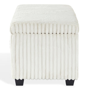 Safavieh LYNZIE Plush Corduroy Storage Bench - Stylish Seating with Hidden Storage for Modern Homes and Décor Ivory SFV6114A