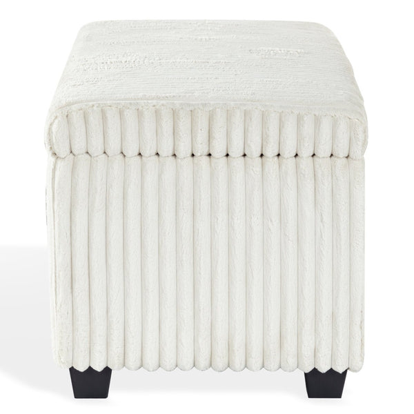 Safavieh LYNZIE Plush Corduroy Storage Bench - Stylish Seating with Hidden Storage for Modern Homes and Décor Ivory SFV6114A