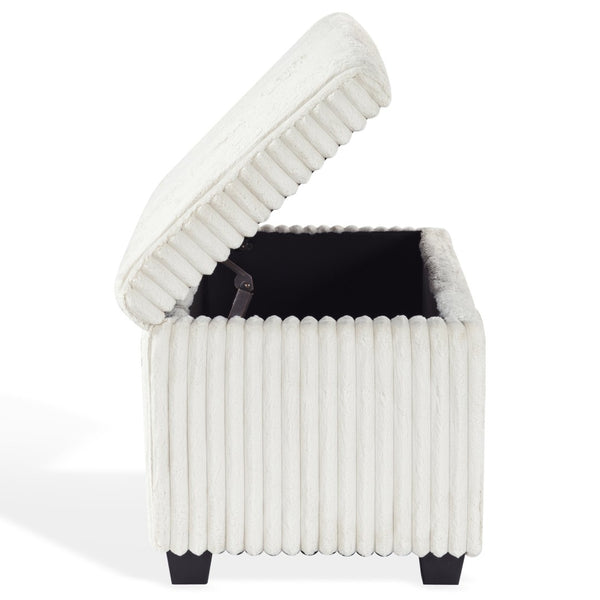 Safavieh LYNZIE Plush Corduroy Storage Bench - Stylish Seating with Hidden Storage for Modern Homes and Décor Ivory SFV6114A