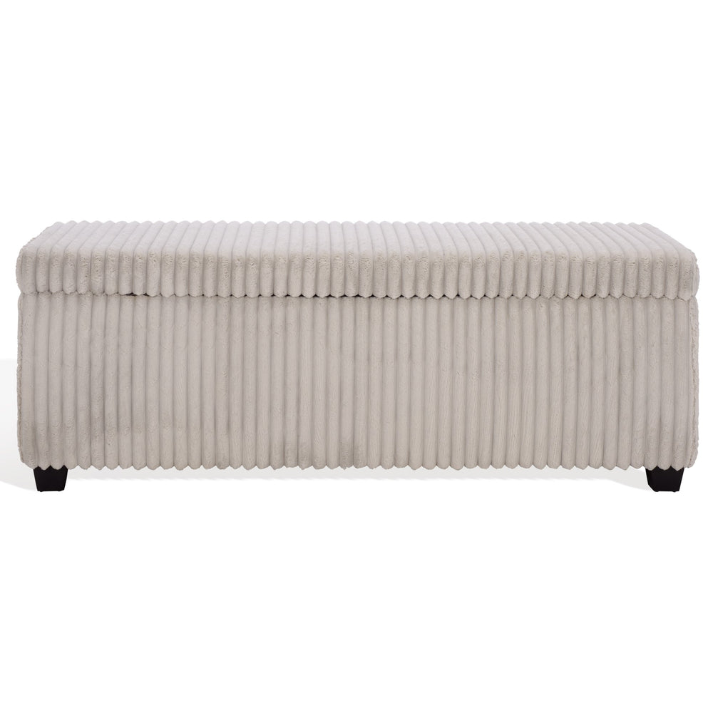 Safavieh Lynzie Elegant Channel Tufted Storage Bench - Soft Fabric, Stylish Design For Modern Living Spaces Grey Wood ,Metal ,Foam ,Fabric Sfv6114b