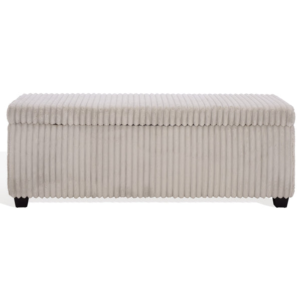 Safavieh Lynzie Elegant Channel Tufted Storage Bench - Soft Fabric, Stylish Design For Modern Living Spaces Grey Wood ,Metal ,Foam ,Fabric Sfv6114b