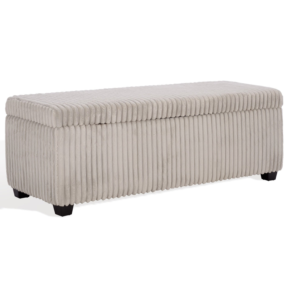 Safavieh Lynzie Elegant Channel Tufted Storage Bench - Soft Fabric, Stylish Design For Modern Living Spaces Grey Wood ,Metal ,Foam ,Fabric Sfv6114b