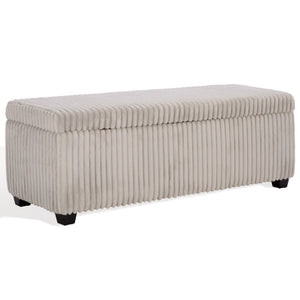 Safavieh Lynzie Elegant Channel Tufted Storage Bench - Soft Fabric, Stylish Design For Modern Living Spaces Grey Wood ,Metal ,Foam ,Fabric Sfv6114b