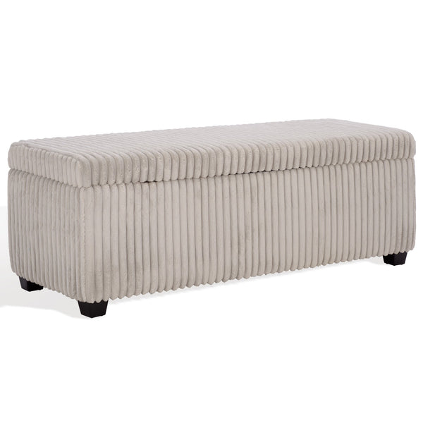 Safavieh Lynzie Elegant Channel Tufted Storage Bench - Soft Fabric, Stylish Design For Modern Living Spaces Grey Wood ,Metal ,Foam ,Fabric Sfv6114b