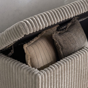 Safavieh LYNZIE Plush Corduroy Storage Bench - Stylish Seating with Hidden Storage for Modern Homes and Décor Grey SFV6114B
